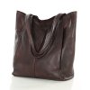 Měkká kožená shopper taška MARCO MAZZINI; tmavě hnědá