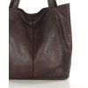 Měkká kožená shopper taška MARCO MAZZINI; tmavě hnědá