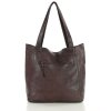 Měkká kožená shopper taška MARCO MAZZINI; tmavě hnědá