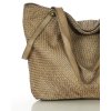 Velká tkaná kožená vintage shopper taška MAZZINI; béžová