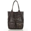 Shopper XXL taška s kapsami z kůže MAZZINI; tmavě hnědá