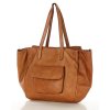 Dámská tříkomorová kožená shopper MAZZINI; velbloud