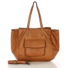 Dámská tříkomorová kožená shopper MAZZINI; velbloud