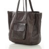 Dámská tříkomorová kožená shopper MAZZINI; tmavě hnědá