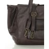 Dámská tříkomorová kožená shopper MAZZINI; tmavě hnědá
