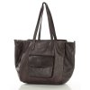 Dámská tříkomorová kožená shopper MAZZINI; tmavě hnědá
