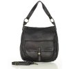 Kabelka přes rameno z kůže v hobo stylu MAZZINI; černá