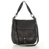 Kabelka přes rameno z kůže v hobo stylu MAZZINI; černá