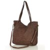 Velká protkaná shopper taška přes rameno MARCO MAZZINI; hnědá