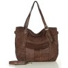 Velká protkaná shopper taška přes rameno MARCO MAZZINI; hnědá