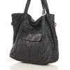 Velká protkaná shopper taška přes rameno MARCO MAZZINI; černá