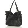 Velká protkaná shopper taška přes rameno MARCO MAZZINI; černá