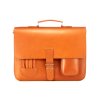 Vintage kožená aktovka taška na notebook VOOC; koňak