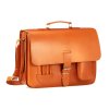Vintage kožená aktovka taška na notebook VOOC; koňak