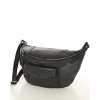 Velká kožená dámská taška přes rameno s tvarem ledvinky MAZZINI; černá