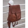 Ručně šitý kožený batoh s kapsami MAZZINI; čokoláda