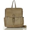 Ručně šitý kožený batoh s kapsami MAZZINI; cappuccino