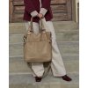 Kožená XL velká shopperka MAZZINI vintage; béžová