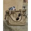 Kožená XL velká shopperka MAZZINI vintage; béžová