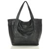 Velká kožená shopper taška s kapsou MARCO MAZZINI; černá