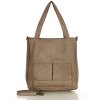 Dámská shopper taška A4 přírodní kůže s kapsami MAZZINI; béžová