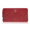 Dámská kožená peněženka horizontální s květinovým vzorem Peruzzi; červená