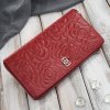 Dámská kožená peněženka horizontální s květinovým vzorem Peruzzi; červená