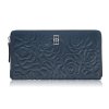 Dámská kožená peněženka horizontální s květinovým vzorem Peruzzi; modrá