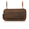 Dámská kožená kabelka přes rameno nebo peněženka Peruzzi; hnědá