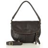 Velká kožená crossbody taška přes rameno MAZZINI; čokoláda