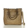 Shopper taška s kapsami z pravé kůže – Marco Mazzini; béžová