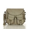 Kožená brašna s kapsami MAZZINI ručně vyrobená; béžová