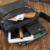 Pánská kožená taška přes rameno, messenger bag; černá SKL