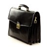 Italská aktovka z pravé kůže, ručně šitá LOTUS; černá