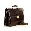 Ručně šitá aktovka z pravé kůže MAZZINI - FEDERICO; tmavě hnědá