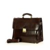 Ručně šitá aktovka z pravé kůže MAZZINI - FEDERICO; tmavě hnědá