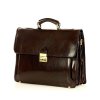 Ručně šitá aktovka z pravé kůže MAZZINI - FEDERICO; tmavě hnědá