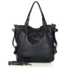 Městská taška s nastavitelnými uchy ručně šitá kožená MARCO MAZZINI; černá