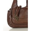 Italská kožená kabelka s kapsou Marco Mazzini; hnědá čokoláda