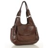 Italská kožená kabelka s kapsou Marco Mazzini; hnědá čokoláda