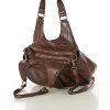 Italská kožená kabelka s kapsou Marco Mazzini; hnědá čokoláda