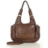 Italská kožená kabelka s kapsou Marco Mazzini; hnědá čokoláda