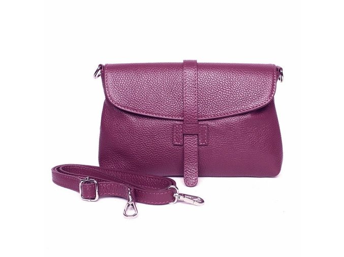 Kožená kabelka na rameno/do ruky/crossbody no. 222 vínová-nafialovělá