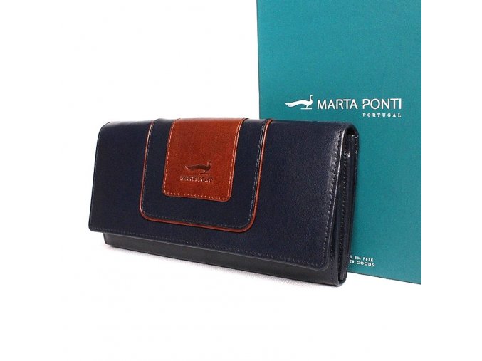 Luxusní kožená peněženka Marta Ponti no. B530 tmavěmodro-hnědá