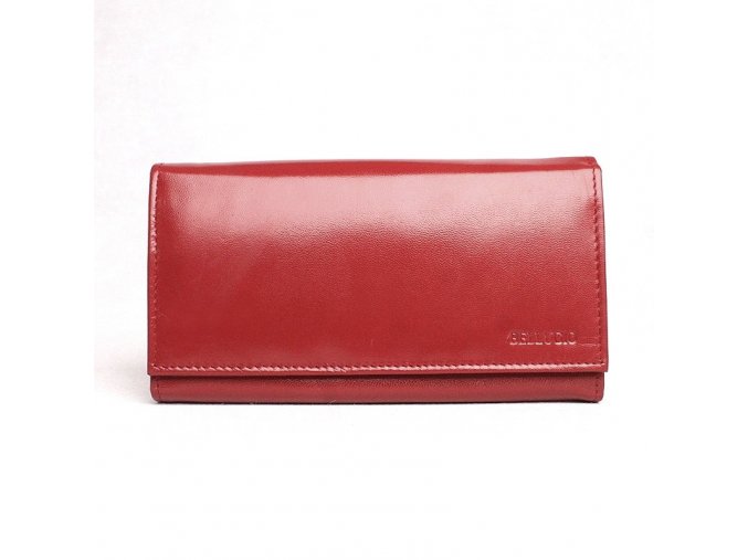 Mírně lesklá kožená peněženka BELLUGIO (ZD-02R-063) tmavěčervená