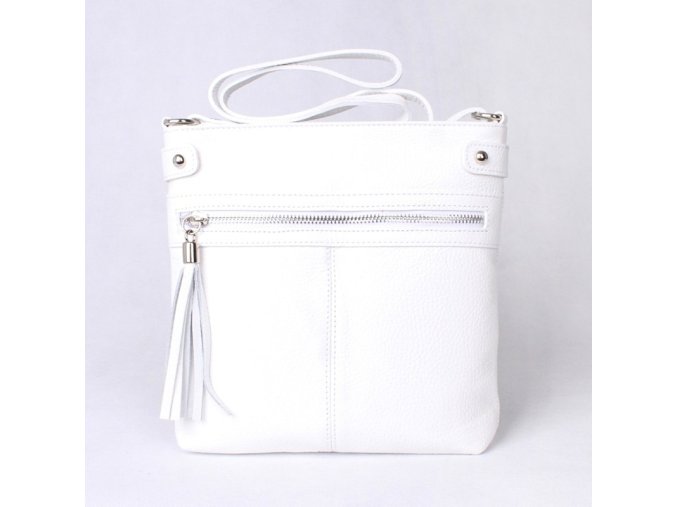 Malá bílá kožená crossbody kabelka Vera Pelle no. 60