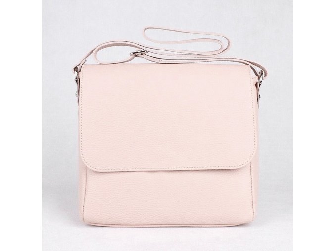 Středně velká světlerůžová kožená crossbody kabelka Vera Pelle no. 62