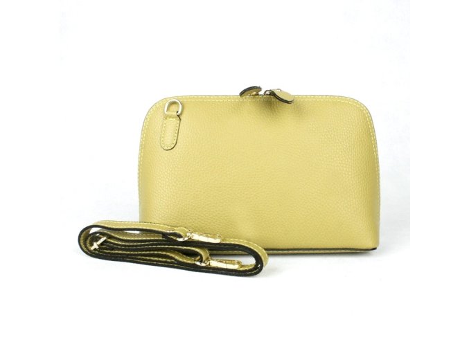 Malá pevná kožená crossbody kabelka Vera Pelle no. 75 žluto-zelená