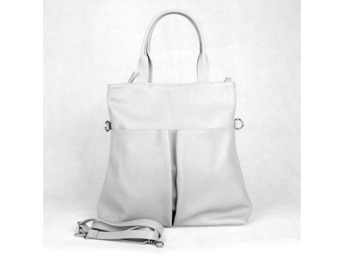 Velká kožená shopper kabelka Borse in Pelle no. 711 šedá, formát A4