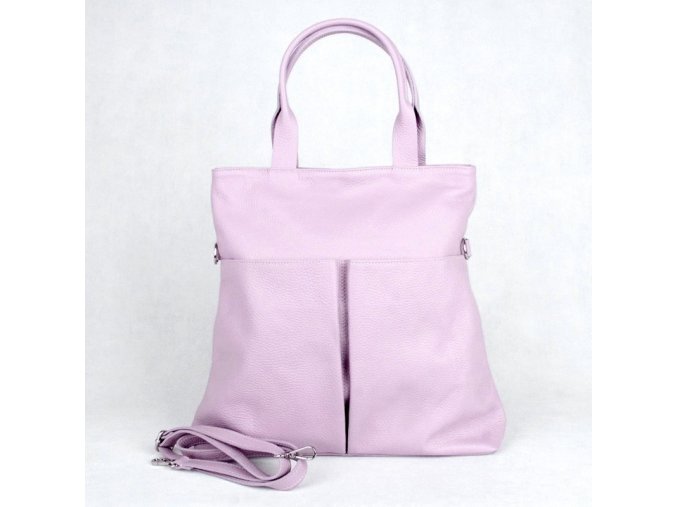 Velká kožená shopper kabelka Borse in Pelle no. 711 fialovo-růžová, formát A4